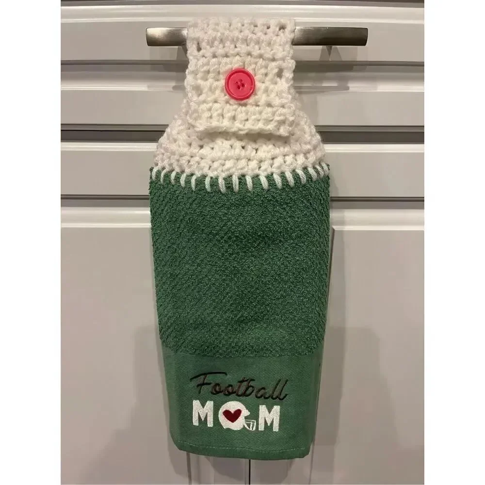 Crochet Top Kitchen Towel- Football Mom